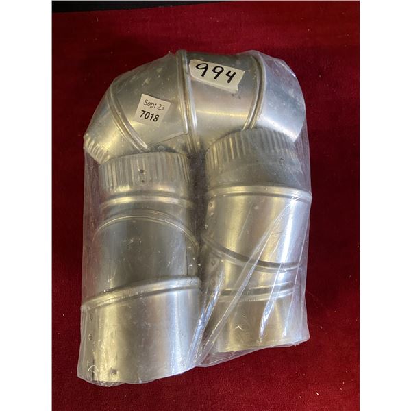 3 Galvanized Elbow Duct Parts- 4" width/8" length