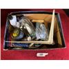 Image 1 : Assorted lot includes measuring tape, Rock multi tool, chains, small engine oil bottle etc..
