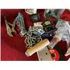 Image 4 : Assorted lot includes measuring tape, Rock multi tool, chains, small engine oil bottle etc..