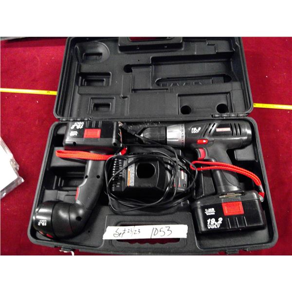 Craftsman 19.2 V drill/light kit, 2 batteries and charger in case