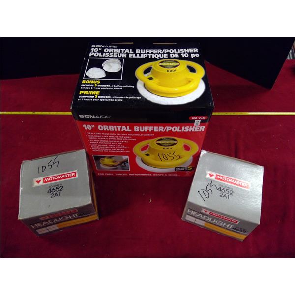 2 headlights and 10" orbital polisher