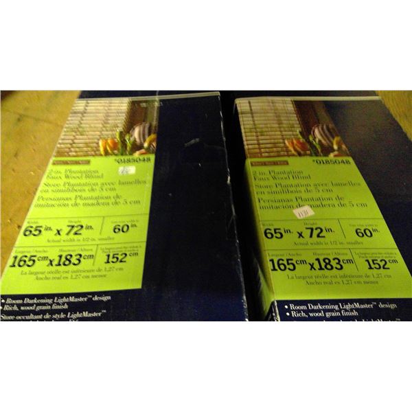2 Fauxwood blinds (65 X 72") new in boxes