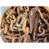 Image 2 : Pail of various heavy chains, with hook