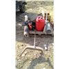 Image 3 : Pallet of calf puller, gas can, funnel and misc