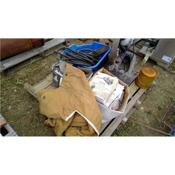 Manuals, jacks, hose, water fountain and misc on pallet