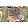 Image 2 : wheels, post hole auger and misc on pallet