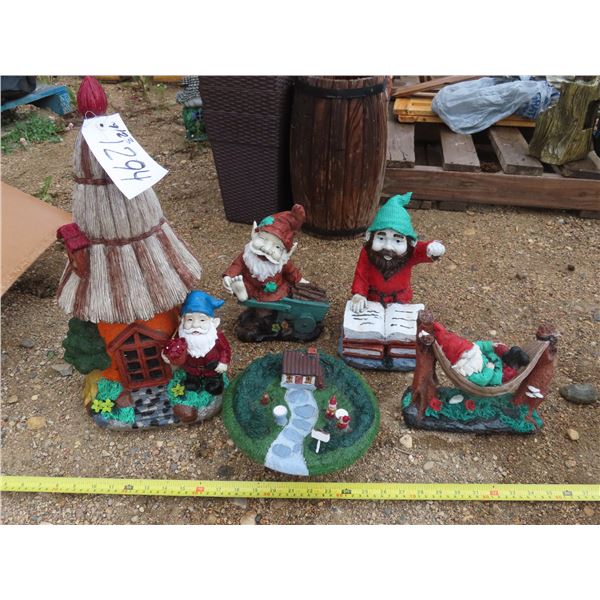 Lot of gnome yard ornaments