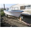 Image 1 : 14ft fibreglass Johnson boat with trailer and 60HP Johnson outboard - as-is