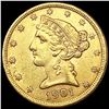 Image 1 : 1901-S $5 Gold Half Eagle UNCIRCULATED