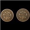 Image 2 : (2) Large Cents (1847, 1854) NICELY CIRCULATED