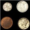 Image 1 : (4) Varied US Coinage (1857, 1873, 1920) LIGHTLY