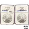 Image 1 : 2007 Set (2) American Silver Eagles NGC MS70