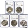 Image 1 : 1974 Set (5) Eisenhower Silver Dollars NGC MS65