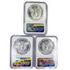 Image 2 : 1987 Set (3) American Silver Eagles NGC MS69
