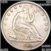 Image 1 : 1839 No Drapery Seated Liberty Half Dollar HIGH GR