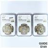 Image 1 : 1974 Set (3) Eisenhower Silver Dollars NGC MS65