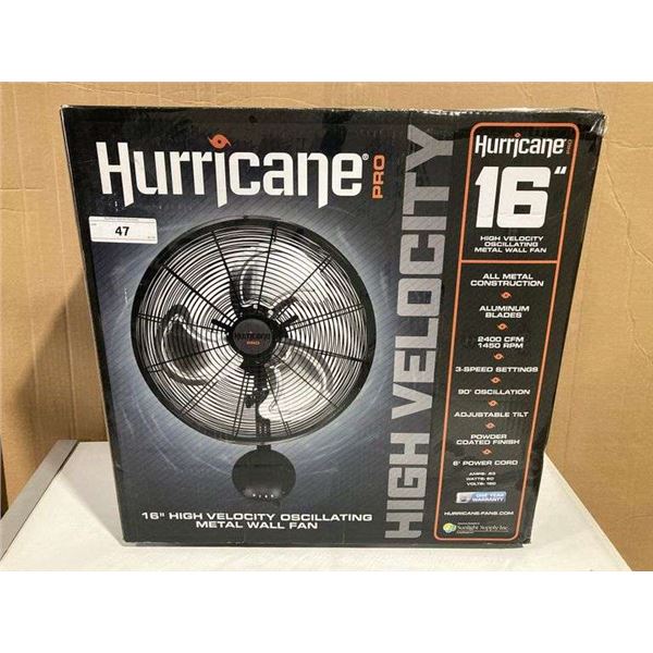 Hurricane Pro 16" High Velocity Oscillating Wall Fan(2)-Unused