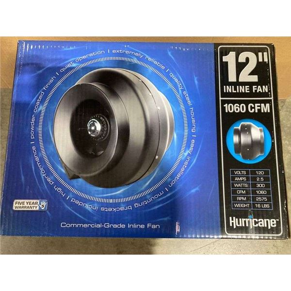 Hurricane 12" Inline Fan(2)-Unused