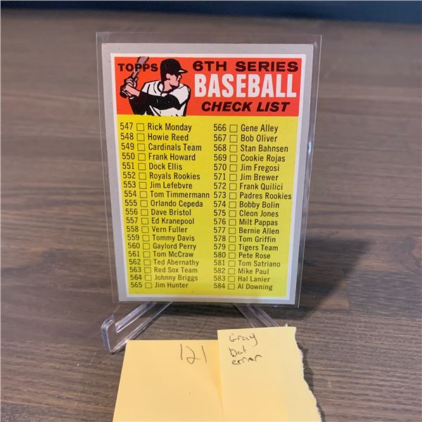 Topps 70' Checklist Gray bat error card