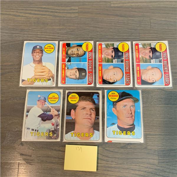 Topps 69' Tigers Baseball Cards Rare Miscut