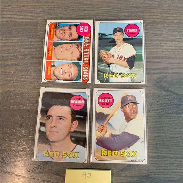 Topps 69' Red sox Baseball Cards. Miscut