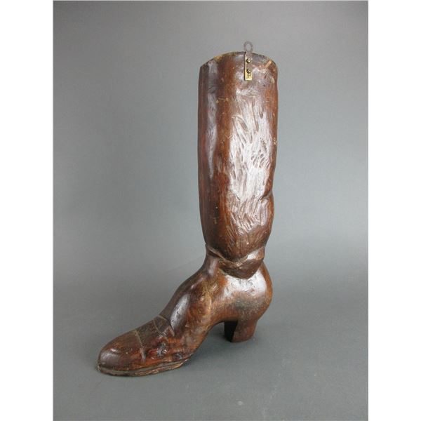 Hand Carved Solid Wood Cowboy Boot Trade Sign- 14.5"