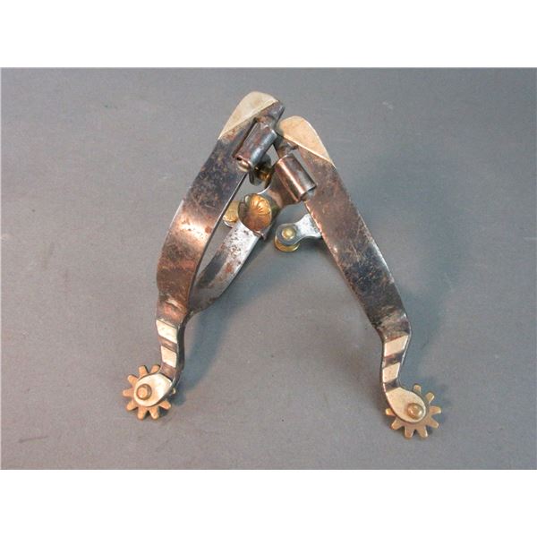 Marked Colorado Contemporary Overlaid Spurs .6  Bands- 1.6  Shanks- 12 Point Rowels - Fair Condition