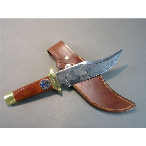 Colt Medallion Engraved Sam Colt Bowie Knife- 6.5" Blade- 4.5" Handle- Sheath- New Condition- #21581