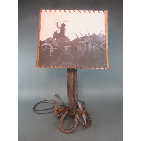 Cowboy Lamp Made By Frank Schultz In The Early 1990's- Unmarked- Rasps- Spur- Horseshoes- Star- 25 H