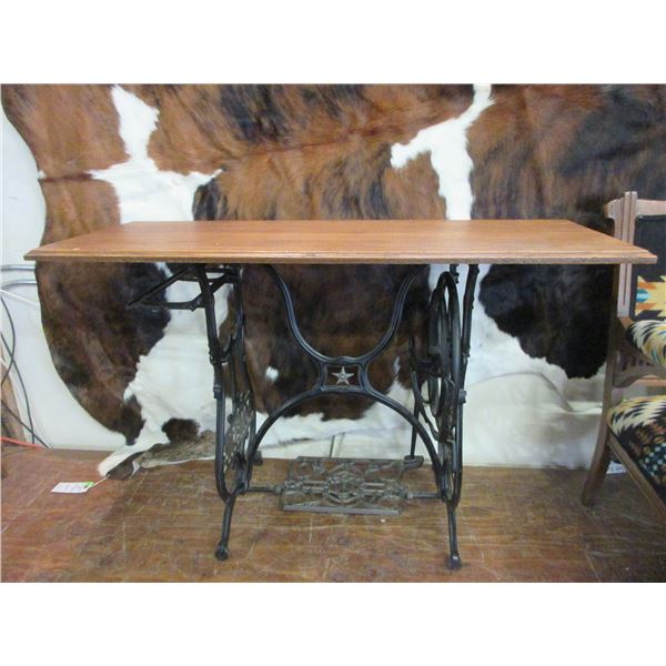 Domestic Treadle Sewing Machine Base Made Into A Table- 28"H X 43"W X 17"D