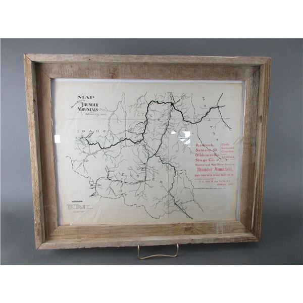 Original 1902 Redrock, Salmon And Gibbonsville Stage Co Map- Shortest Route To Thunder Mountain- 21 