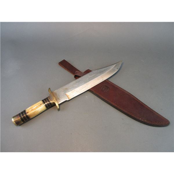 Timber Rattler Model TR86 Bone Handled Bowie Knife- Surgical Steel- Original Sheath- 11.25" Blade- 5