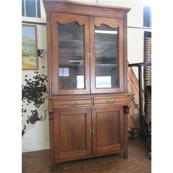 Antique 4 Door Pie Safe With Drawers- Original Hardware- 72 H X 38.5'W X 20.5 D- Good Condition