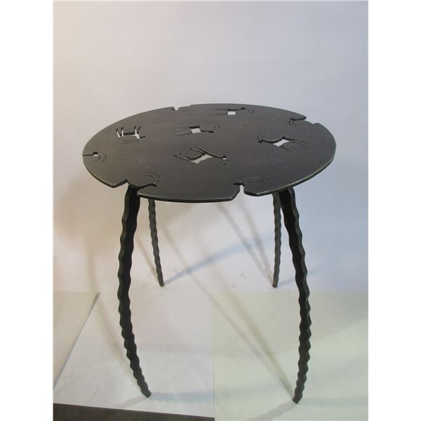 Round Plasma Cut Heavy Duty Iron Table- 26"H X 19"W