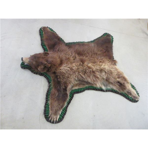 Double Matted Brown Black Bear Rug- Good Hair- 60 L X 67  Across Front Legs X 59 - Claws Missing On