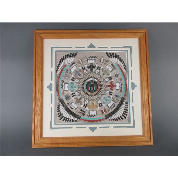 Framed Navajo Sand Art- 18.5  X 18.5 