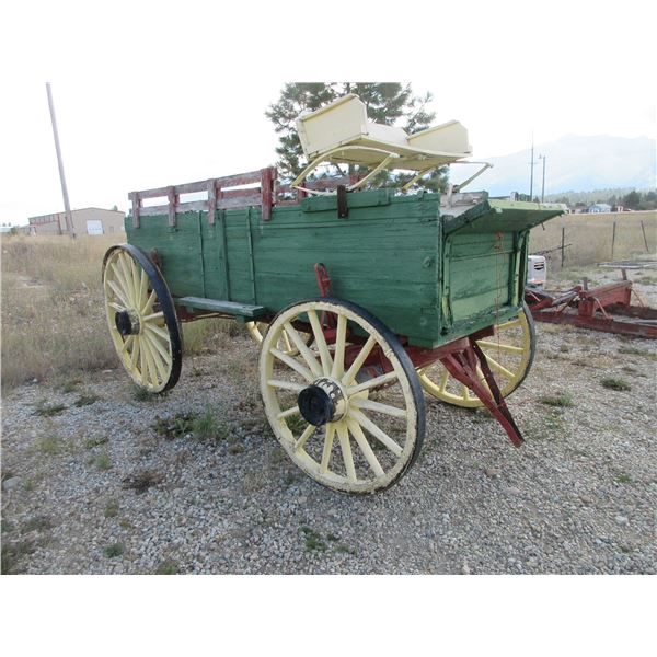 Horse Drawn Farm Wagon- Good Running Gear- 48  Rear Wheels- 41  Front Wheels- Rough Tongue And Doubl