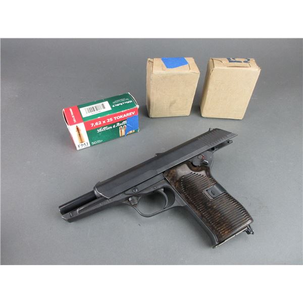 CZ Model 52 Semi-Automatic Pistol- 7.62 X 25 Tokarev- 4.5  Barrel- 2 Boxes Of Ammo- Box Of Brass- Fa