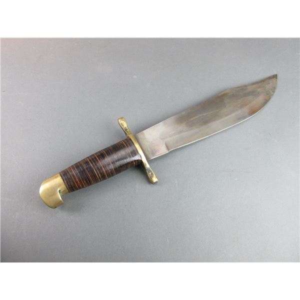 Large Leather Handled Clip Point Bowie Knife- 10.75" Blade- 5" Handle