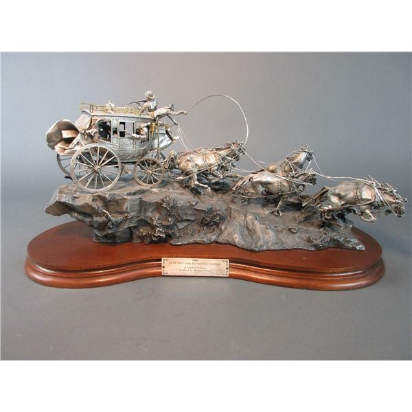 Pewter Stage Coach Sculpture  Flat Out For Red River Station - Limited Edition- Sculpted By Michael 