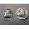 Image 1 : Unmarked Sterling Heart Conchos- Scalloped- Engraved- 2"