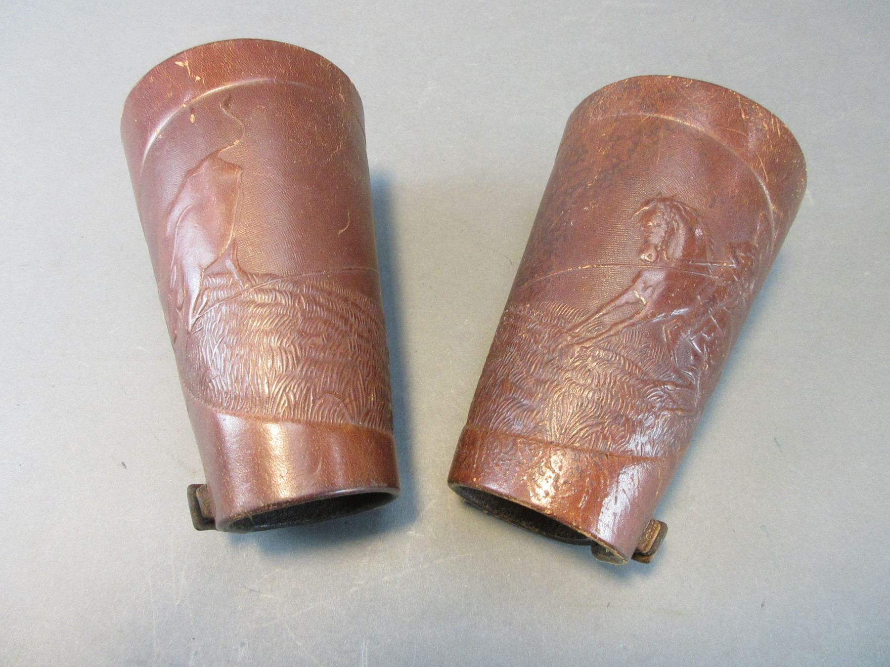 Cowboy Roping Cuffs Cowgirl Cuffs- Roll Stamped Buffalo Bill Roping A Long Horn- Very Early ...