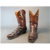 Image 1 : Unmarked Cowboy Boots- C 1930's- Star And Moon Inlays- 11"L