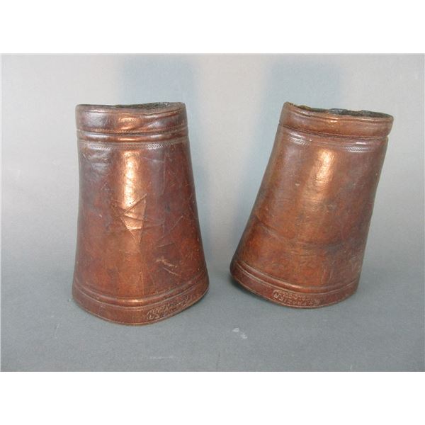 Marked RT Frazier Pueblo Colo Cowgirl Cuffs- Stamped- 5"- Snaps Marked RT Frazier Saddles- Fair Cond