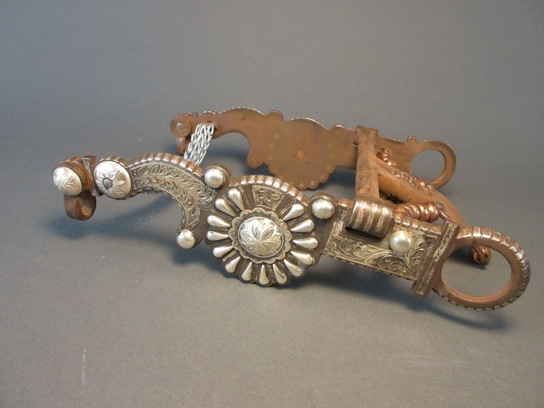 Marked El Gato Silver Inlaid Bit- Carmel Cheek- Engraved Spade Mouth ...