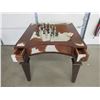 Image 2 : Fancy Cowhide Covered Chess Table With Stainless Pieces- 4 Drawers- 31.5"H X 34"