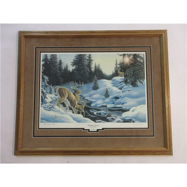 Signed And Numbered Cyndi Nelson Whitetail Print- "Dream Scene"- 65/555- 33" X 27"