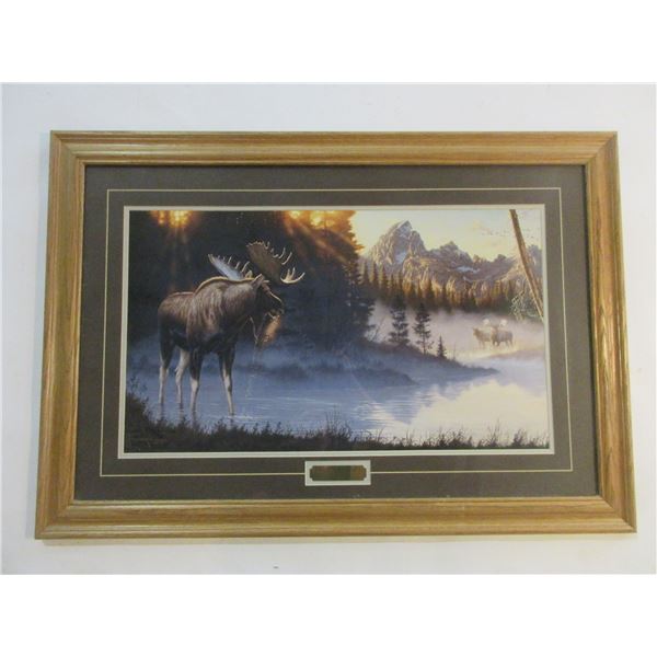 Singed And Numbered Tom Mansanarez Moose Print- "Crowning Light"- 219/750- 39.5" X 28"