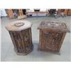 Image 1 : 2 Mexican Style Leaf Carved End Tables- 28"H