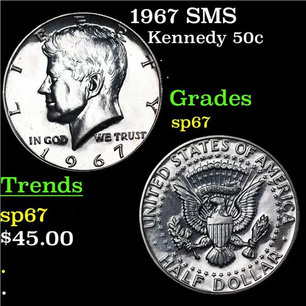 1967 SMS Kennedy Half Dollar 50c Grades sp67